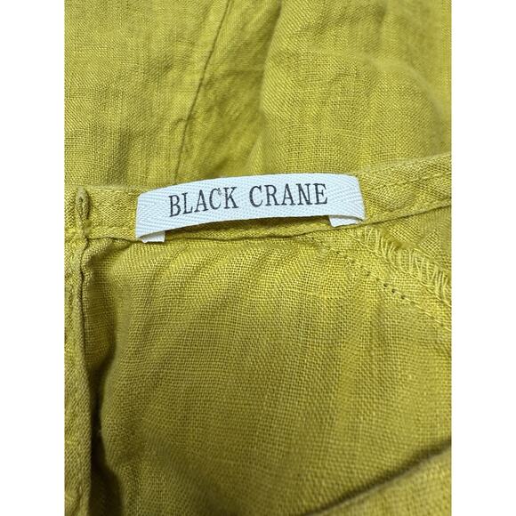 Black Crane Pea Jumpsuit Gold Linen XS Balloon Leg Minimalist Made in USA - Picture 13 of 14